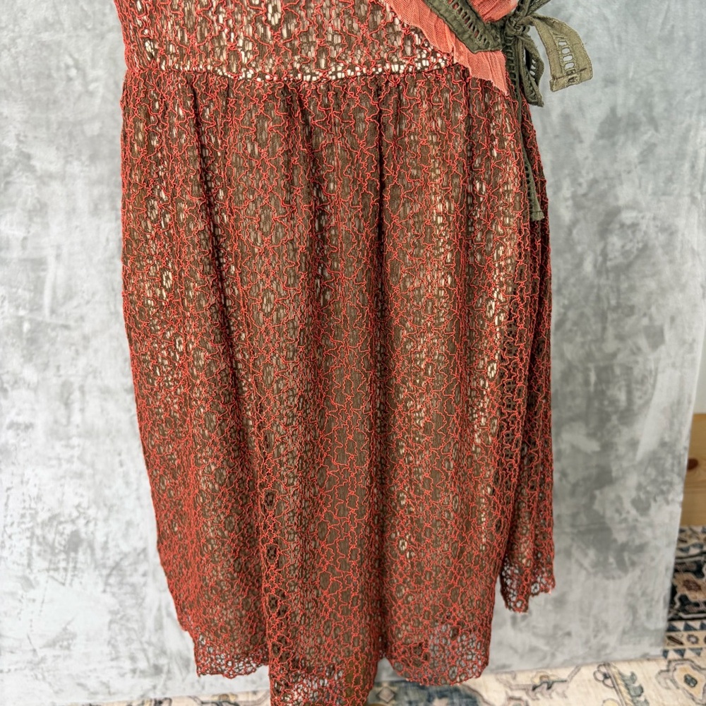 Vtg Young Essence Wrap Dress M Lace Sleeveless Forest Fairy Boho - Picture 7 of 9